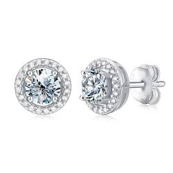 ✦ Geschenke für Frauen ✦Springlight S925 Sterling Silber Moissanite Ohrstecker 0,5 ct/1 ct D Farbe VVS1 Klarheits Runde Moissanit-Diamant Ohrringe, Hochzeitsgeschenk. (0.5CT(5.2MM)/Pair) von Springlight