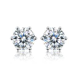 ✦ Hochzeitsgeschenk ✦Springlight S925 Sterling Silber Moissanite Ohrstecker 0,5 ct/1 ct D Farbe VVS1 Klarheits Runde Moissanit-Diamant Ohrringe Geschenke für Frauen. (0.5CT(5.2MM)/Pair) von Springlight