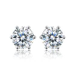 ✦ Hochzeitsgeschenk ✦Springlight S925 Sterling Silber Moissanite Ohrstecker 0,5 ct/1 ct D Farbe VVS1 Klarheits Runde Moissanit-Diamant Ohrringe Geschenke für Frauen. (1CT(6.5MM)/Pair) von Springlight