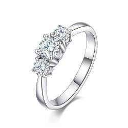 Springlight ✦ Geschenke für Frauen Moissanit-Diamant Ringe, S925 Sterling Silber D Farbe VVS1 Klarheit Moissanit Ringe mit 3 Steinen Verlobungsring Hochzeitsgeschenk. (49(15 3/4)) von Springlight