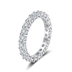 Springlight ✦Geschenke für Frauen Moissanit-Ringe,S925 Sterling Silber 0,1 ct/0,5 ct D Farbe Reinheit VVS1 Volldiamant Single Row Moissanit Diamantring,Hochzeitsgeschenk.[0,1ct,49(15.75)] von Springlight