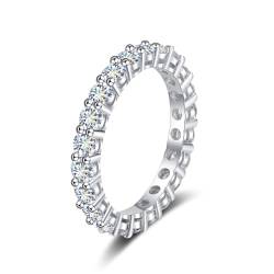 Springlight ✦Geschenke für Frauen Moissanit-Ringe,S925 Sterling Silber 0,1 ct/0,5 ct D Farbe Reinheit VVS1 Volldiamant Single Row Moissanit Diamantring,Hochzeitsgeschenk.[0,1ct,61.5(19.75)] von Springlight