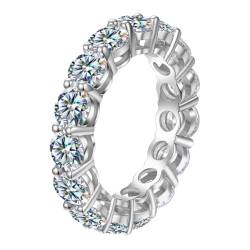 Springlight ✦Geschenke für Frauen Moissanit-Ringe,S925 Sterling Silber 0,1 ct/0,5 ct D Farbe Reinheit VVS1 Volldiamant Single Row Moissanit Diamantring,Hochzeitsgeschenk.[0,5ct,54(17.25)] von Springlight