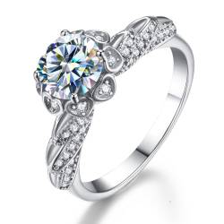 Springlight ✦Geschenke für Frauen Moissanit-Ringe,S925 Sterling Silber 1 ct D Farbe Reinheit VVS1 Schutzengel Moissanit Diamantring,Hochzeitsgeschenk Verlobungsgeschenk.[51.5(16.5)] von Springlight