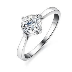Springlight ✦Geschenke für Frauen Moissanit-Ringe,S925 Sterling Silber 1 ct D Farbe Reinheit VVS1 Vier Klauen Classic Moissanit Diamantring,Hochzeitsgeschenk Verlobungsgeschenk.[54(17.25)] von Springlight
