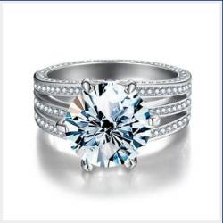 Springlight ✦Geschenke für Frauen Moissanit-Ringe,S925 Sterling Silber 5 ct D Farbe Reinheit VVS1 Drei Reihen sechs Klauen Moissanit Diamantring,Hochzeitsgeschenk Verlobungsgeschenk.[54(17.25)] von Springlight