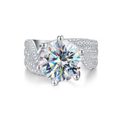 Springlight ✦Geschenke für Frauen Moissanit-Ringe,S925 Sterling Silber 5 ct D Farbe Reinheit VVS1 Drei Reihen voller Moissanit Diamantring,Hochzeitsgeschenk Verlobungsgeschenk.[49(15.75)] von Springlight