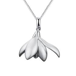 Springlight ✦ Geschenke für Frauen S925 Sterling Silber Halskette Elegante Magnolienblüte Anhänger mit Halskette, Große größe und Kleine größe Zwei Wahl Schmuck Geschenk für Sie. (Big Size-Silver) von Springlight