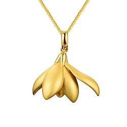 Springlight ✦ Geschenke für Frauen S925 Sterling Silber Halskette Elegante Magnolienblüte Anhänger mit Halskette, Große größe und Kleine größe Zwei Wahl Schmuck Geschenk für Sie. (Small Size-Gold) von Springlight