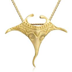 Springlight ✦ Geschenke für Frauen S925 Sterling Silber Halskette Manta Ray Fish Anhänger mit Halskette Kettenlänge 43CM Handgemachter Schmuck Geburtstagsgeschenk für Frauen.(Gold) von Springlight