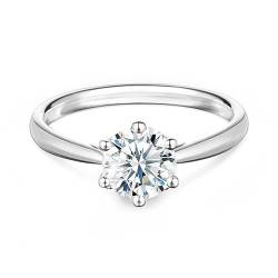 Springlight ✦ Geschenke für Frauen S925 Sterling Silber Moissanit-Diamant Ringe 0,5 ct/1 ct/2 ct D Farbe VVS1 Reinheit Runder Moissanite Verlobungs Ringe Hochzeitsgeschenk. (0.5CT, 49(15 3/4)) von Springlight