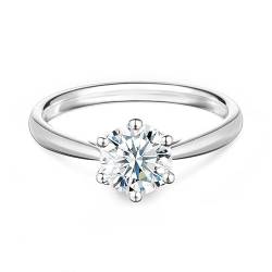 Springlight ✦ Geschenke für Frauen S925 Sterling Silber Moissanit-Diamant Ringe 0,5 ct/1 ct/2 ct D Farbe VVS1 Reinheit Runder Moissanite Verlobungs Ringe Hochzeitsgeschenk. (1CT, 64(20.7)) von Springlight