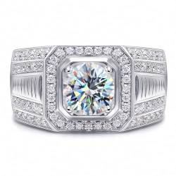 Springlight ✦Geschenke für Gentleman Moissanit-Ringe,S925 Sterling Silber 1 ct D Farbe Reinheit VVS1 Full Diamond Herrenring Moissanit Diamantring,Hochzeitsgeschenk Verlobungsgeschenk.[56.5(18.2)] von Springlight