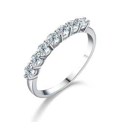 Springlight ✦Hochzeitsgeschenk Moissanit-Diamant Ringe, S925 Sterling Silber 0.1ct*7pcs D Farbe VVS1 Klarheit klassisch 7 Stein Moissanit Ringe Geschenke für Frauen. (54(17 1/4)) von Springlight