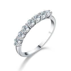 Springlight ✦Hochzeitsgeschenk Moissanit-Diamant Ringe, S925 Sterling Silber 0.1ct*7pcs D Farbe VVS1 Klarheit klassisch 7 Stein Moissanit Ringe Geschenke für Frauen. (59(19)) von Springlight
