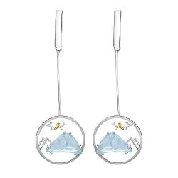 Springlight S925 Sterling Silber Ohrringe Natürlicher Edelstein Vogel Flüstern und Berg Design Ohrringe Geschenke für Frauen, Handgemachte Feine Schmuck Ohrringe für Damen.(Silber) von Springlight