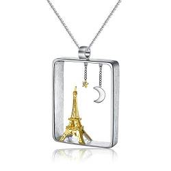 Springlight ✦ Valentinstag S925 Sterling Silber Anhänger Kette Damen Eiffelturm Design Anhänger Halskette Personalisierter Schmuck Geschenke für Frauen. von Springlight