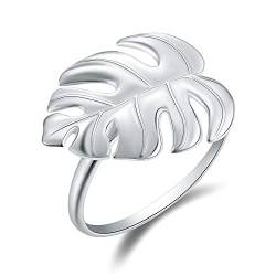 Springlight ✦ Valentinstag S925 Sterling Silber Damen Ringe Monstera Blätter Offener Rings Handgemachte Personalisierter Schmuck Ringe FrauenGeschenke für Frauen.(Silver) von Springlight