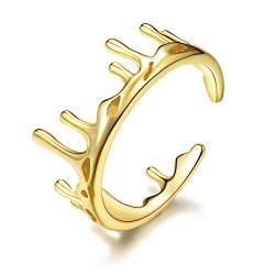 Springlight ✦ Weihnachtsgeschenke für Frauen S925 Sterling Silber Ring Schlichte Golden Unregelmäßiges Design Schlagring Schwanzring Einstellbarer öffnen Ringe Frauen Handmade Schmuck. von Springlight