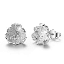 ✦ Valentinstag ✦Springlight S925 Sterling Silber Damen Ohrringe Vintage 3D Blume Ohrstecker Ohrringe Handgemachte Personalisierter Schmuck Geschenke für Frauen.(Silber) von Springlight