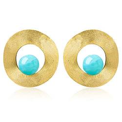 ✦ Weihnachtsgeschenke ✦Springlight Naturedelstein Minimalistischer Stil Ungleichmäßige Runde Baumelnde Ohrstecker Ohrringe Silber 925 Schmuck Damen Geschenke für Frauen.(Gold-Amazonite) von Springlight