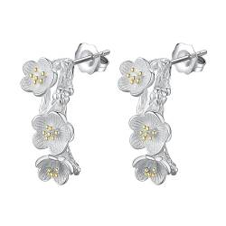 ✦Muttertagsgeschenk✦ Springlight Ohrringe Silber 925 Hängend Elegante Drei Blumen Ohrstecker Ohrringe Handgefertigter Schmuck Damen Geschenke für Frauen, Geschenk Muttertag. von Springlight