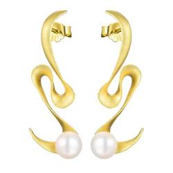✦Muttertagsgeschenk✦ Springlight Ohrringe Silber 925 Minimalismus Spirale Gekrümmt Ohrstecker Ohrringe Handgemachter Schmuck Damen Geschenke für Frauen, Geschenk Muttertag.(Gold) von Springlight