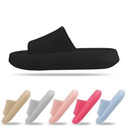 Strand Slipper Damen Super Soft & Weiche Sommer Pantoletten, Badelatschen Dicke Plattform (schwarz, eu_Footwear_Size_System, Adult, Numeric, medium, Numeric_37) von Sprint Sport