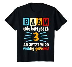 Kinder Bääm Ich bin jetzt 3 Geburtstag Drei Jahre Junge Mädchen T-Shirt von Sprüche und Geschenke