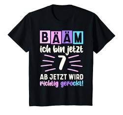 Kinder Bääm Ich bin jetzt 7 Geburtstag Sieben Jahre Mädchen T-Shirt von Sprüche und Geschenke