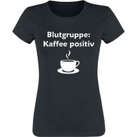 Sprüche T-Shirt - Blutgruppe: Kaffee positiv - S bis XXL - für Damen - Größe S - schwarz von Sprüche