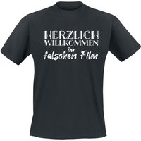 Sprüche T-Shirt - Herzlich Willkommen im falschen Film - M bis 5XL - für Männer - Größe M - schwarz von Sprüche
