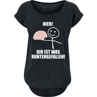 Sprüche T-Shirt - Hier! Dir ist was runtergefallen! - XS bis 5XL - für Damen - Größe 3XL - schwarz von Sprüche