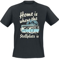 Sprüche T-Shirt - Home Is Where The Stellplatz Is - M bis 5XL - für Männer - Größe XL - schwarz von Sprüche