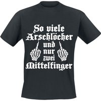 Sprüche T-Shirt - So viele Arschlöcher und nur zwei Mittelfinger - M bis 4XL - für Männer - Größe XL - schwarz von Sprüche