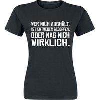 Sprüche T-Shirt - Wer mich aushält - S bis XXL - für Damen - Größe XL - schwarz von Sprüche