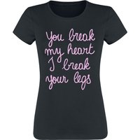 Sprüche T-Shirt - You Break My Heart I Break Your Legs - S bis 3XL - für Damen - Größe XL - schwarz von Sprüche