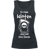 Sprüche Top - So viele Idioten und nur eine Sense - S bis XXL - für Damen - Größe XL - schwarz von Sprüche