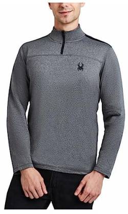 Spyder Herren Active Shirt - Viertelreißverschluss Langarm Performance Pullover, Grau/Schwarz, Mittel von Spyder