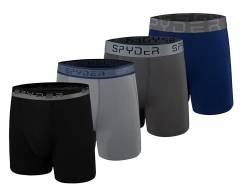 Spyder Herren-Boxershorts, 4er-Pack, Poly-Spandex, Performance-Boxershorts, Unterwäsche, Schwarz/Heidekraut/Marineblau/Grau, Large von Spyder