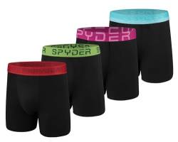 Spyder Herren-Boxershorts, 4er-Pack, Poly-Spandex, Performance-Boxershorts, Unterwäsche, Schwarz/Schwarz/Schwarz, Small von Spyder