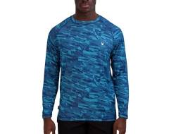 Spyder Herren Rashguard Standard, digital, Camouflage, langärmlig Rash Guard Shirt, Blau (Dress Blue), Large von Spyder