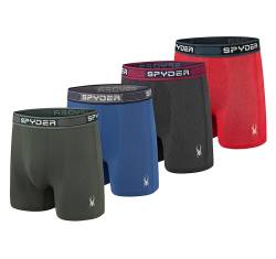 Spyder Performance Mesh Herren-Boxershorts, Sportunterwäsche für Männer (Größe XL, Schwarz/Grün/Blau/Rot) von Spyder