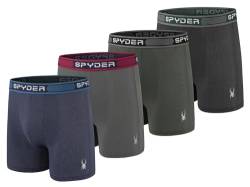 Spyder Performance Mesh Herren Boxershorts Sportunterwäsche für Männer (L, Schwarz/Grün/Marineblau/Grau) von Spyder