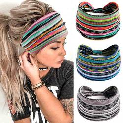 3 stück Breites Stirnband Elastisches Boho-Haarbänder Vintage Schweißband Knotted Yoga Stirnbänder für Frauen und Mädchen von Spydge
