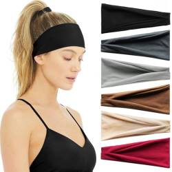 6 stück Breites Stirnband Elastisches Reine Farbe Haarbänder Vintage Schweißband Knotted Yoga Stirnbänder für Frauen und Mädchen von Spydge