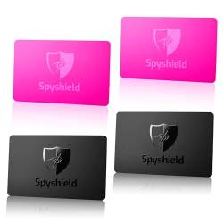 Spyshield RFID Blocker Karte NFC Schutzkarte mit Störsender | Bank-, EC-, Kreditkarte, Reisepass schützen | RFID-Schutz für Cliphalter, Geldbörse (2X Pink u. Black) von Spyshield