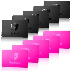 Spyshield RFID Blocker Karte NFC Schutzkarte mit Störsender | Bank-, EC-, Kreditkarte, Reisepass schützen | RFID-Schutz für Cliphalter, Geldbörse (5X Pink u. Black) von Spyshield