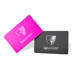 Spyshield RFID Blocker Karte NFC Schutzkarte mit Störsender | Bank-, EC-, Kreditkarte, Reisepass schützen | RFID-Schutz für Cliphalter, Geldbörse (Pink + Schwarz) von Spyshield