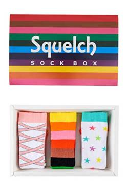 Squelch Kindersocken-Boxen für Gummistiefel – bunte Socken, Gummistiefel und Regensocken Gr. S, New Box 1 (Alter 3–6 Jahre) von Squelch